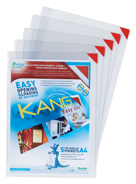 Pochette présentation Djois Kang Easy Clic A4 adhésif repositionnable 5 pièces