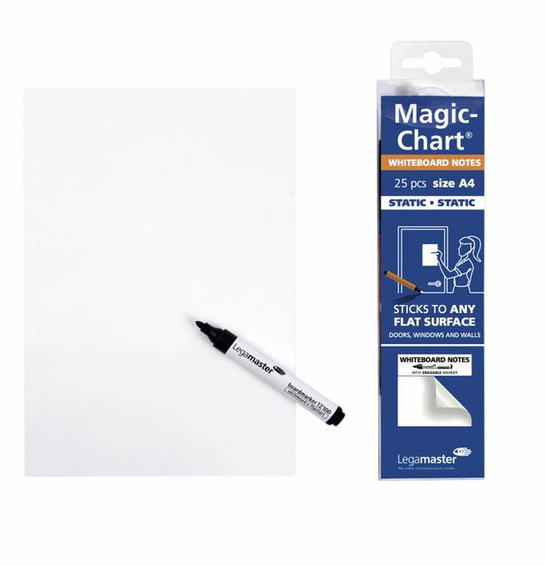 Magic-chart notes Legamaster tableau blanc 200x300mm blanc 25 feuilles