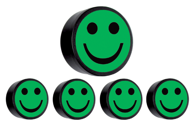 Magneet smiley 35mm groen 5 stuks