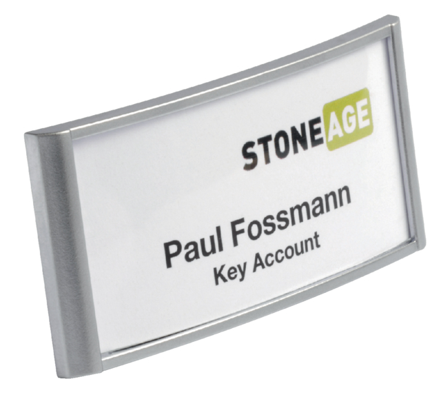 Badge Durable 8540 classic avec aimant 30x65mm gris argenté