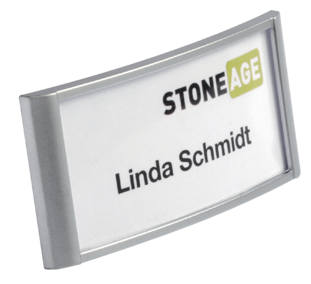 Badge Durable 8542 classic avec aimant 34x74mm gris argenté