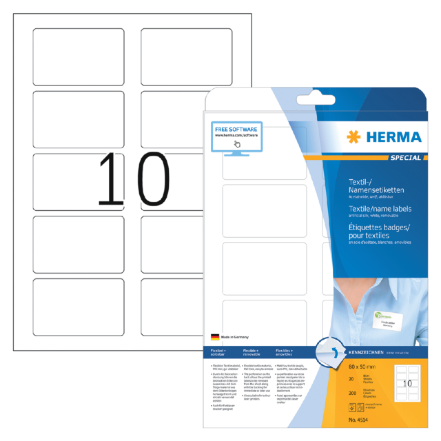 Naambadge etiket HERMA 4514 80x50mm wit