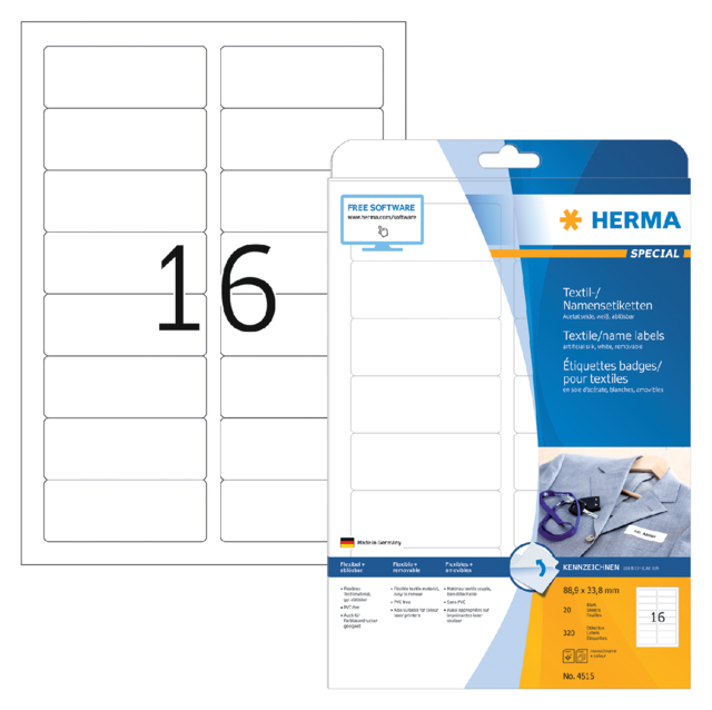 Naambadge etiket HERMA 4515 88.9x33.8mm wit