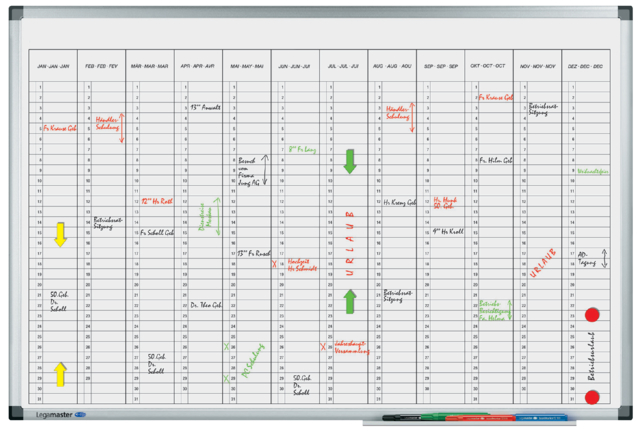 Tableau planning Legamaster Premium annuel vertical 60x90cm