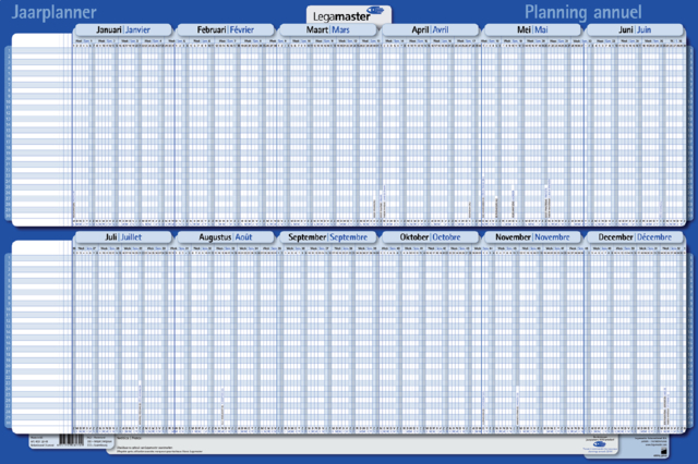 Projectplanner 2025 Legamaster 90x60cm horizontaal gelamineerd Engelstalig