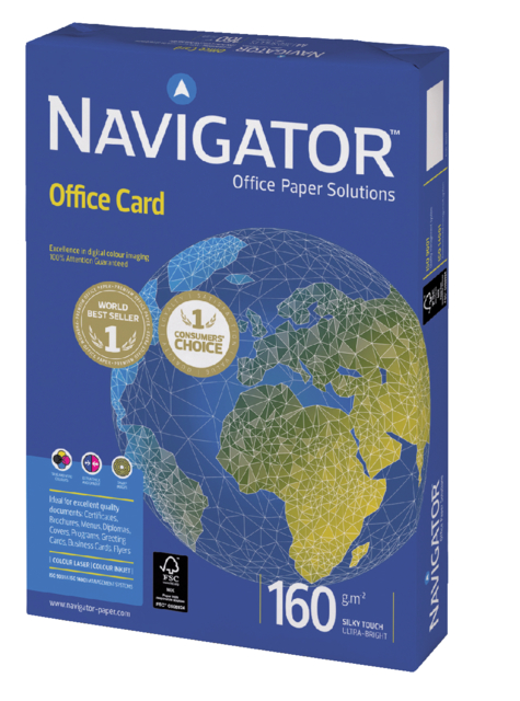 Kopieerpapier Navigator Office Card A4 160gr wit 250 vel