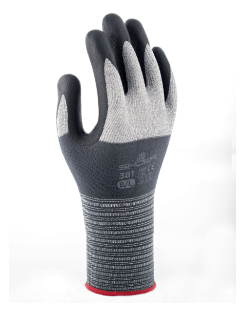 Handschoen Showa 381 grip nitril XL grijs