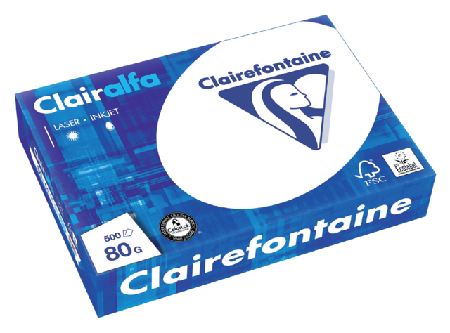 Kopieerpapier Clairefontaine Clairalfa A4 80gr wit 500 vel