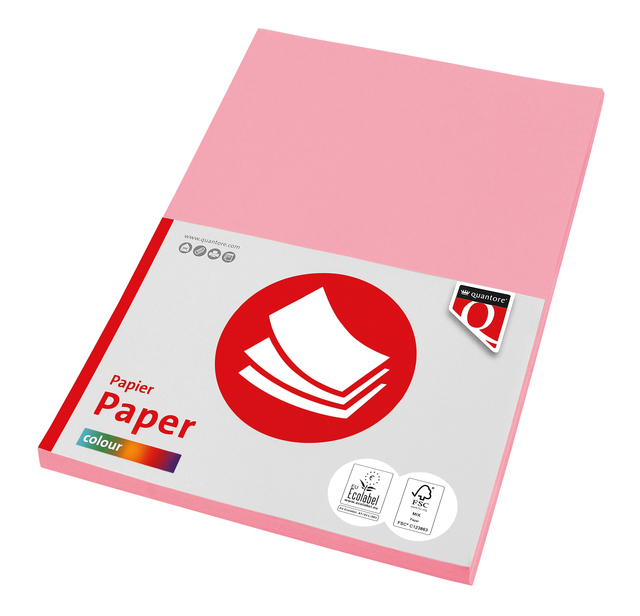 Papier copieur Quantore Colour A4 80g rose clair 100 feuilles