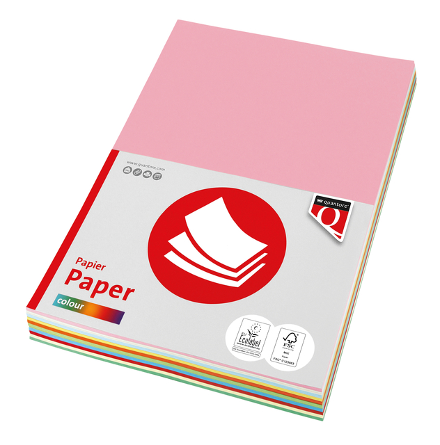 Papier copieur Quantore Colour A4 160g 10 couleurs x 5 feuilles