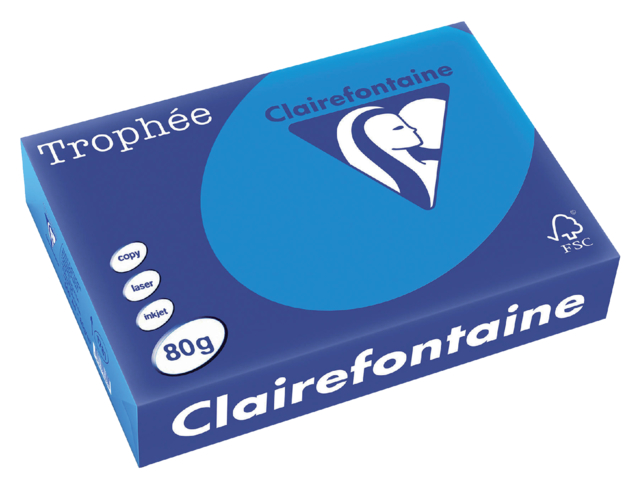 Kopieerpapier Trophee A4 80gr caribien blauw 500 vel