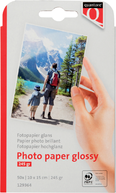 Fotopapier Quantore 10x15cm glans 50 vel 250gr