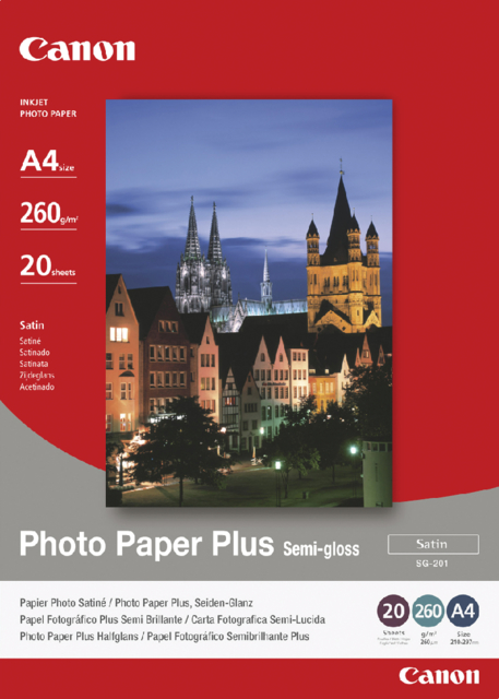 Inkjetpapier Canon SG-201 A4 260gr semi glossy 20 vel