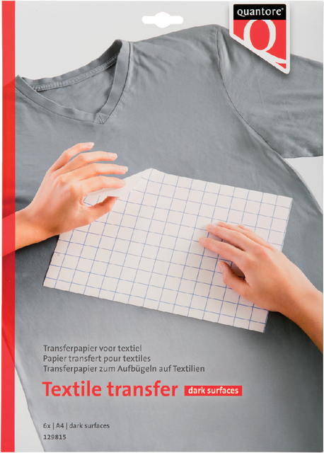 Papier Transfert jet d'encre textile Quantore vêtement foncé 6 feuilles