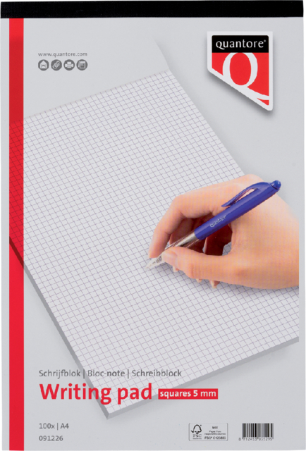 Bloc-notes Quantore A4 carreaux 5mm 100 feuilles 60g