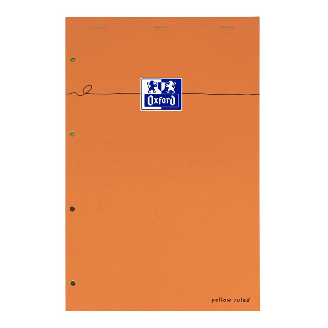 Bloc de cours Oxford Everyday A4+ ligné 4 perf 160 pages 80g orange