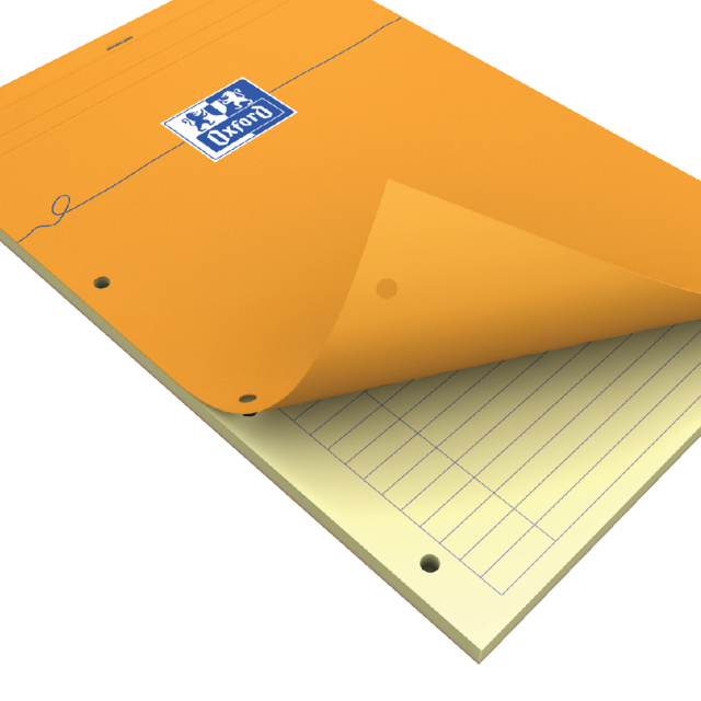 Cursusblok Oxford Orange Notepad A4+ lijn 4-gaats 160 pagina's 80gr oranje