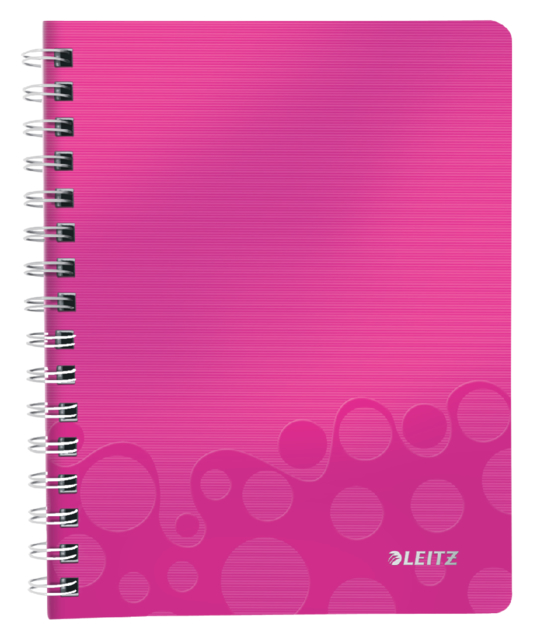 Cahier à spirale Leitz WOW A5 PP ligné rose