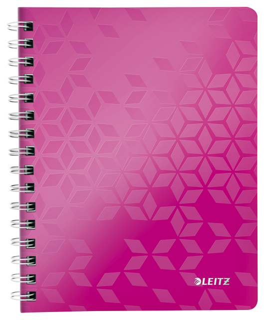 Cahier Leitz WOW A5 spirale ligné 160 pages rose