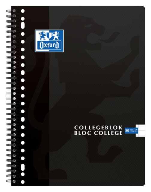 Collegeblok Oxford School A4+ lijn 23-gaats 160 pagina''s 80gr zwart