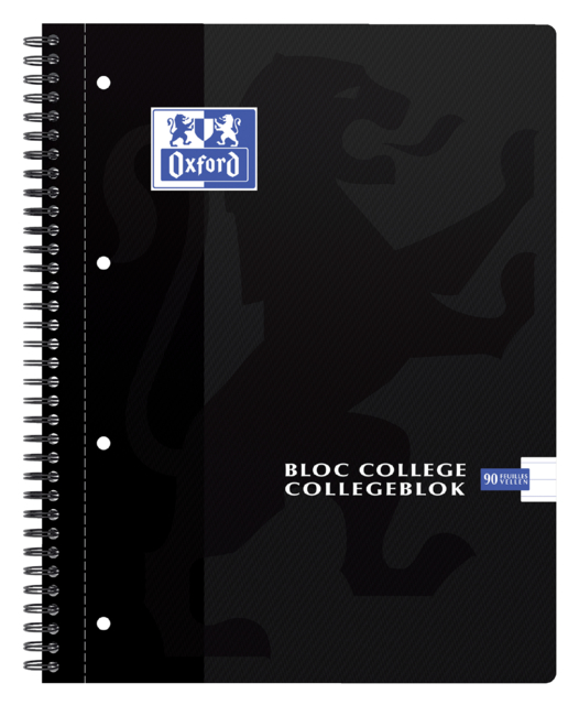 Bloc de cours Oxford A4+ ligné 4 perf 180 pages 80g noir