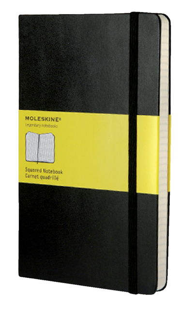 Carnet de notes Moleskine large 130x210mm carreau couverture rigide noir