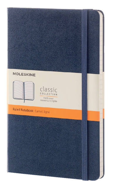 Carnet Moleskine large 210x130mm Couverture rigide ligné bleu saphir