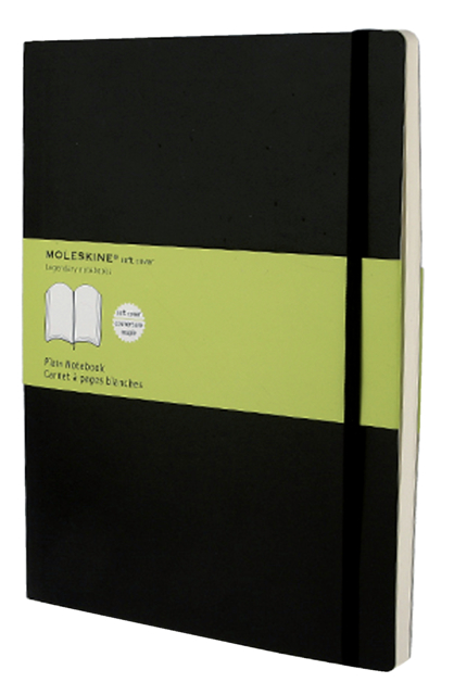 Notitieboek Moleskine XL 190x250mm blanco soft cover zwart