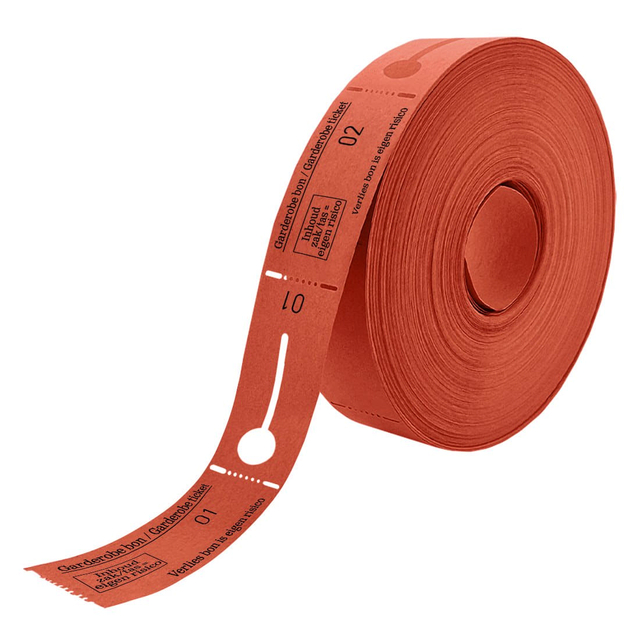 Garderobebonnen Combicraft nummering  1 t/m 500 rood 500 stuks