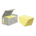 Memoblok Post-it 655-1B recycled 76x127mm canary yellow 6 stuks