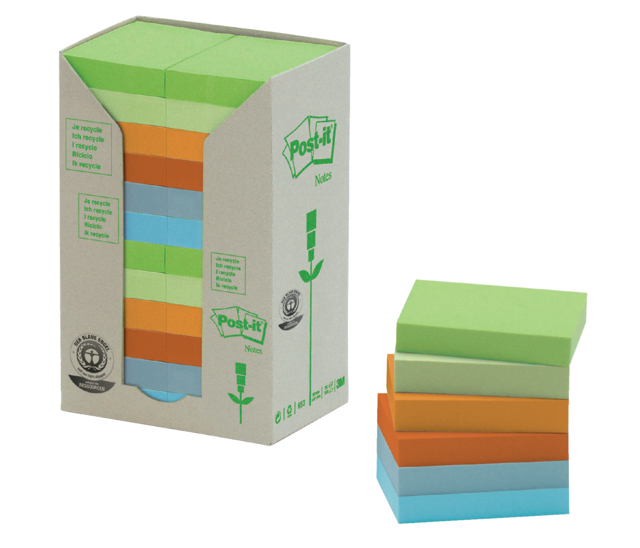 Memoblok Post-it 653-RPT 38x51mm rainbow pastel 24 stuks