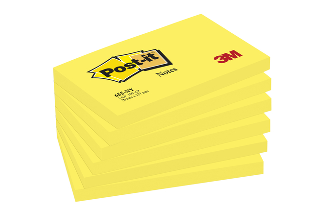 Bloc-mémos Post-it 655 76x127mm 100 feuilles néon jaune