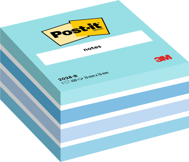 Bloc-mémos Post-it 2028 76x76mm cube bleu pastel