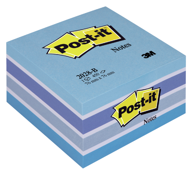 Memoblok Post-it 2028 76x76mm kubus pastel blauw