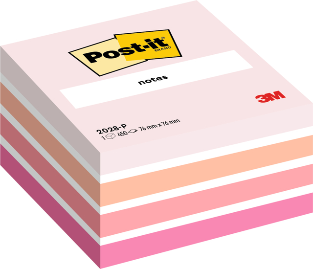 Bloc-mémos Post-it 2028 76x76mm cube rose pastel