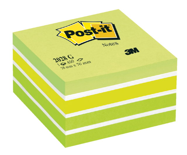 Bloc-mémos Post-it 2028 76x76mm cube vert pastel