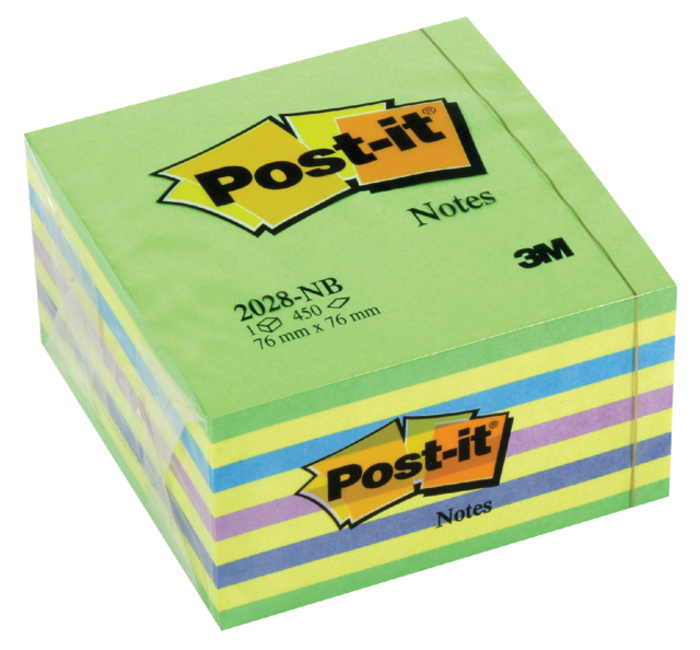 Bloc-mémos Post-it 2028 Cube 76x76mm assorti