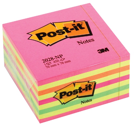 [392622] Memoblok Post-it 2028 76x76mm kubus neon kleuren