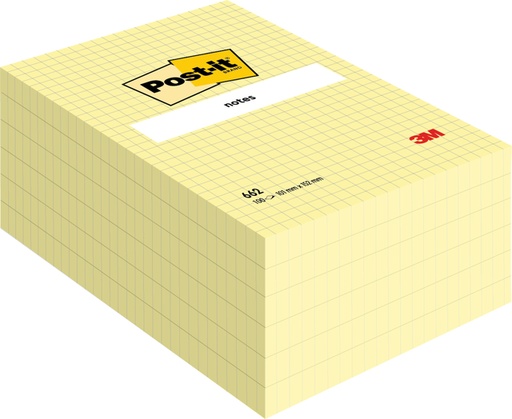 [392527] Bloc-mémos Post-it 662 102x152mm quadrillé jaune