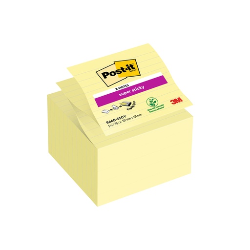 [392473] Bloc-mémos Post-it Z-Note S440 Super Sticky 100x100mm jaune 5 pièces