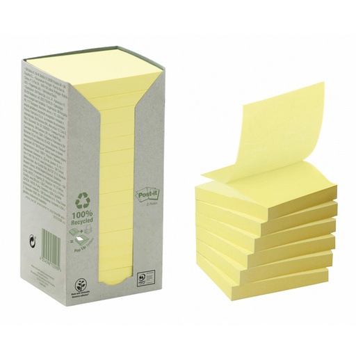 [392408] Bloc-mémos Post-it Z-Notes R330-1T 76x76mm recyclé jaune 16 pièces