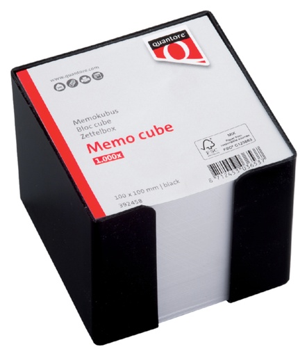 [392458] Cube mémos Quantore 10x10x9cm noir 900 feuillets