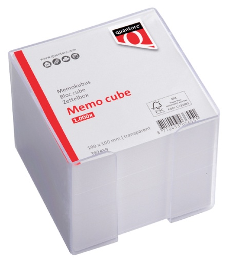 [392459] Cube Mémos Quantore 10x10x9cm Transparent 900 feuilles