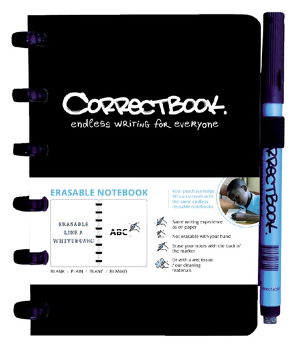 [011604] Carnet de notes Correctbook A6 uni 40 pages noir