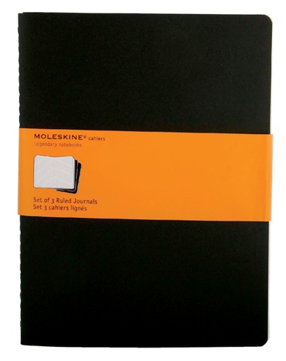 [011545] Cahier Moleskine 190x250mm ligné 240 pages 70g noir 3 pièces