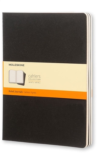 [011545] Schrift Moleskine 190x250mm lijn 240 pagina's 70gr zwart set à 3 stuks