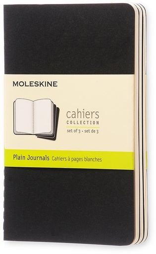 [011550] Schrift Moleskine 90x140mm blanco 240 pagina's 70gr zwart set à 3 stuks