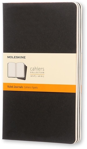 [011551] Schrift Moleskine 130x210mm lijn 160 pagina's 70gr zwart set à 3 stuks