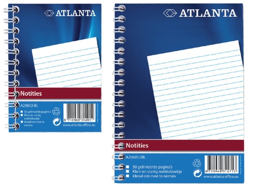 [040116] Carnet de notes spirale latérale Djois Atlanta A6 ligné 100 pages