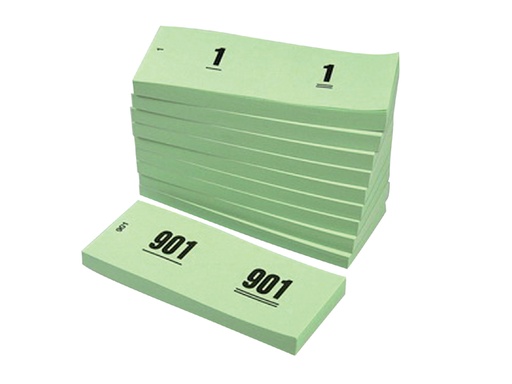 [062504] Bloc numéros de 1 à 1000 42x105mm vert 10 pièces